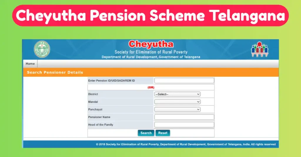 Cheyutha Pension Scheme Telangana