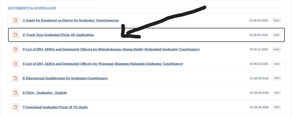 know your mlc application status Telangana